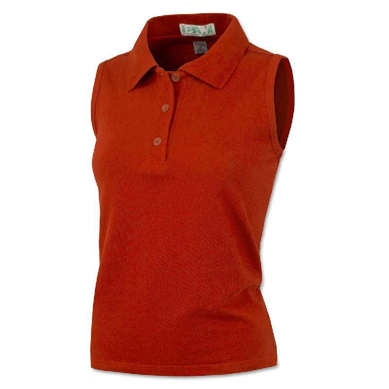 Sporty Streetwear BAW Women's Orange Sleeveless Polo