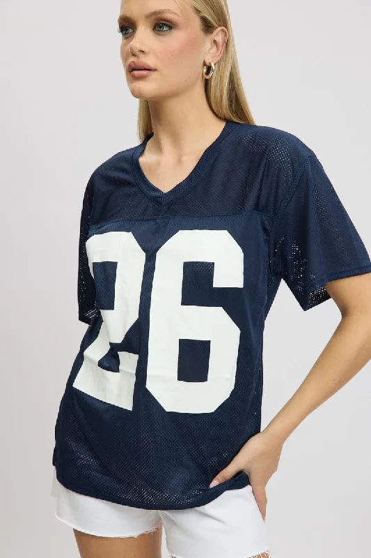 Effortless Chic for Women Blue Sport Tee Short Sleeve