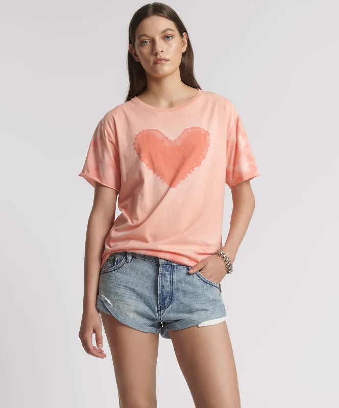 Designer Women's Fashion Online Heart Throb Tie Dye Boyfriend Tee - Coral Pink