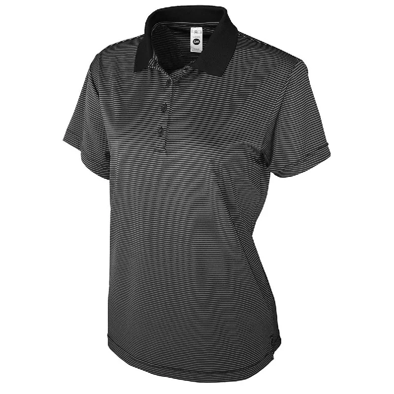 Timeless Classics BAW Women's Black/Charcoal Mini Stripe Spandex Cool Tek Polo