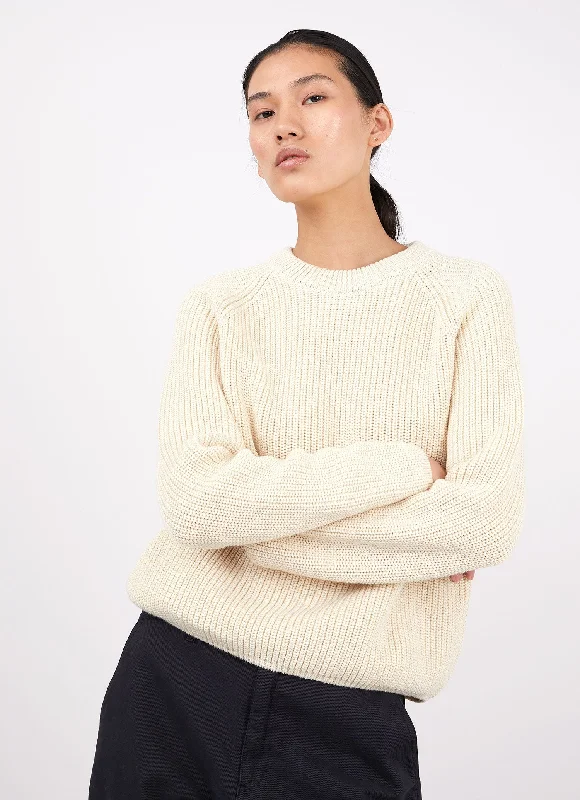 Women's Casual Wear Outfit Women's Boxy Crew Jumper in Ecru