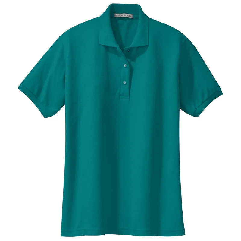 Women's Trendy Outfit Port Authority Women's Teal Green Silk Touch Polo