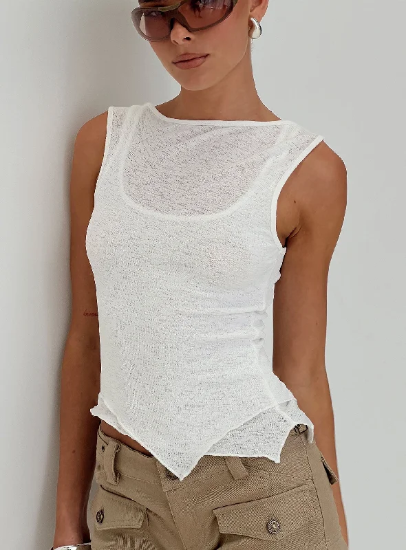 Women's Comfy Attire For Lounging Lefort Tank Top White