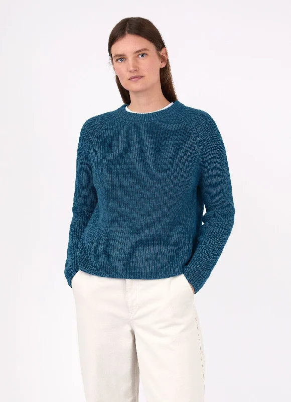 Women's Transitional Outfit Women's Boxy Crew Neck Jumper in Lagoon Blue