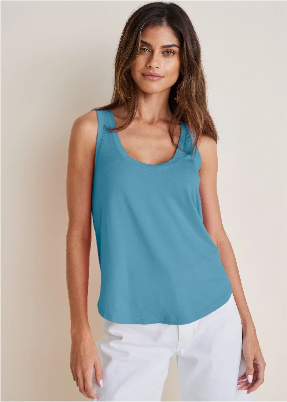 Vintage-Inspired Garments Scoop Neck Tank - Blue