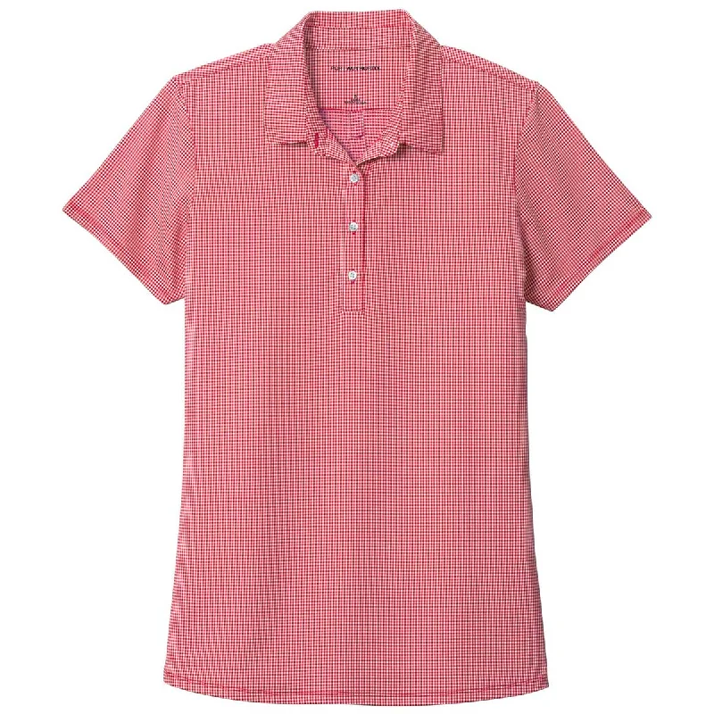 Women's Clothing And Garments Sets Port Authority Women's Rich Red/White Gingham Polo