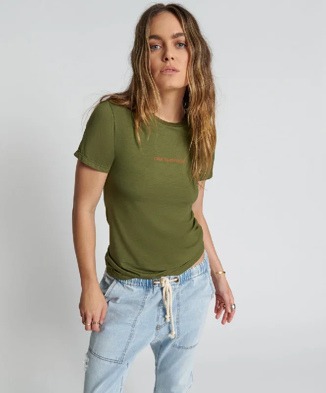 Trendy Street Style Clothing BURNT OLIVE LOGO FITTED TEE