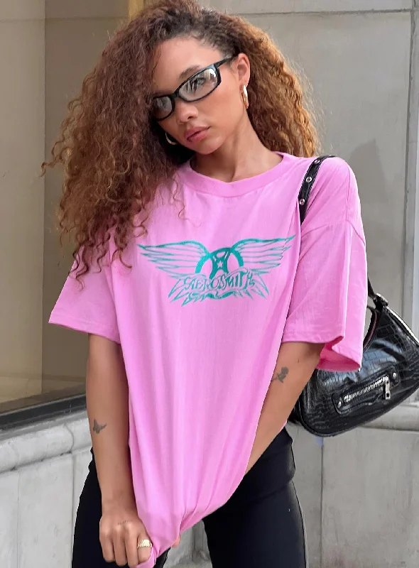 Women's Outerwear Garments Aerosmith Oversized Tee Pink