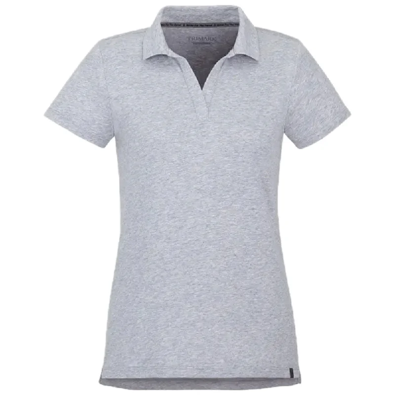 Women's Comfortable Lounge Attire Trimark Women's Heather Grey Somoto Eco Short Sleeve Polo