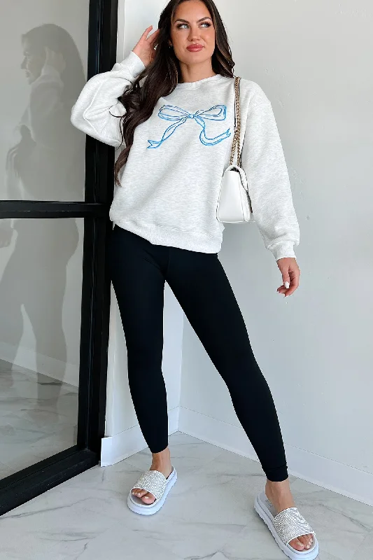 Women's Comfy Loungewear Outfit Forever The Cutest Embroidered Sweatshirt (Heather Grey)