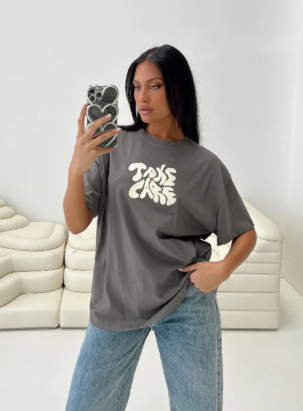 Chic Women's Clothing Online Take Care Oversized Tee Grey