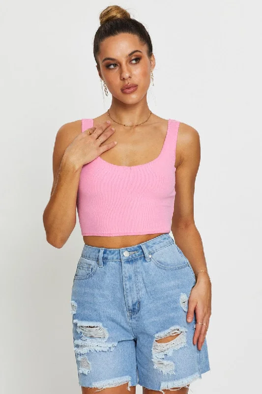 Latest Trends Pink Crop Top