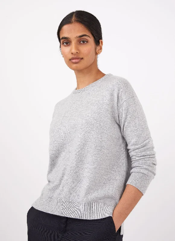 Women's Plus-Size Outfit Women's Cashmere Crew Neck Jumper in Grey Melange