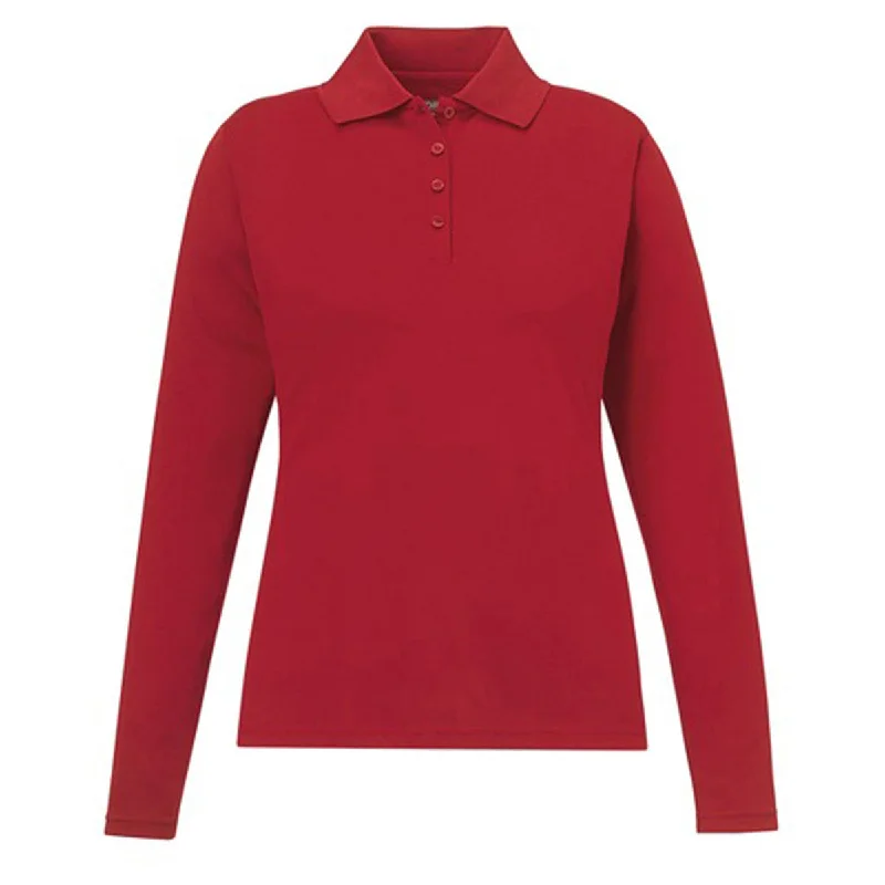 Women Apparel Core 365 Women's Classic Red Pinnacle Performance Long-Sleeve Pique Polo