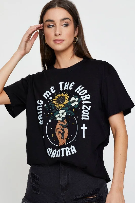 Women's Outerwear Apparel Black Vintage T Shirt Boyfriend