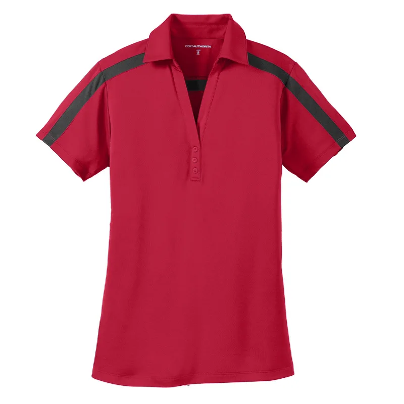 Women's Evening Outfit Port Authority Women's Red/Black Silk Touch Performance Colorblock Stripe Polo