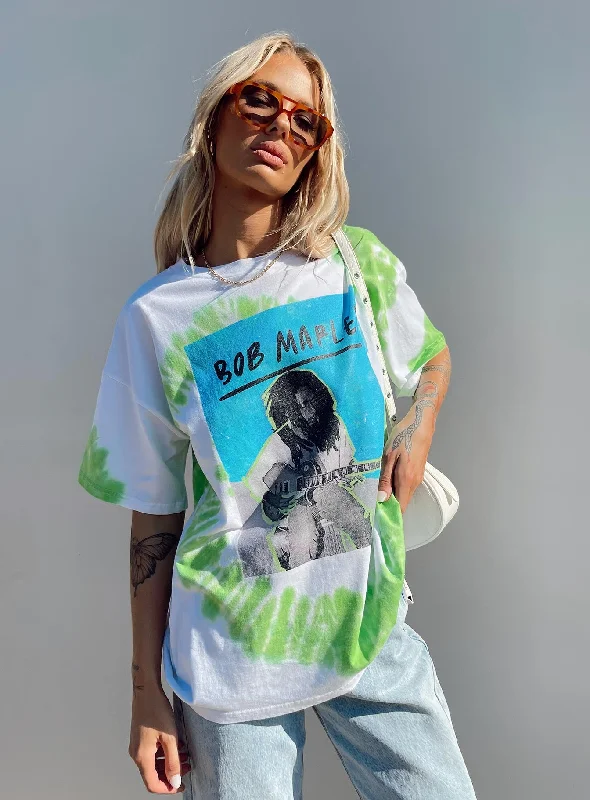 Women's Evening Outfit Bob Marley Oversized Tee White