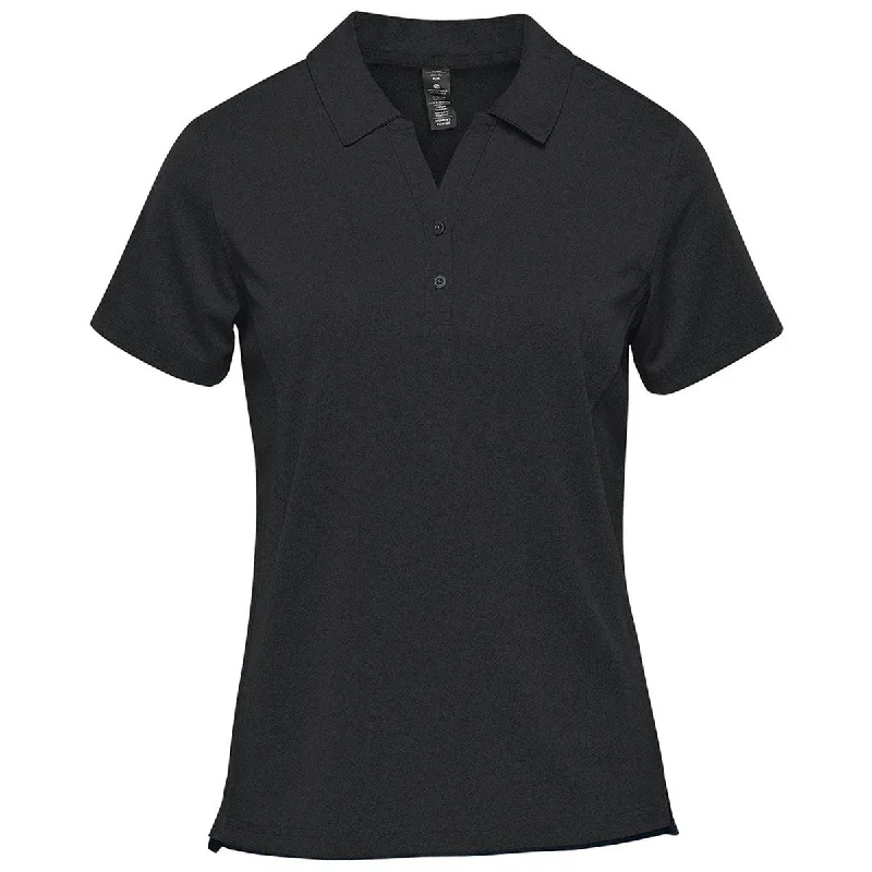 Women's Travel Outfit Set Stormtech Women's Black Dockyard Performance Short Sleeve Polo