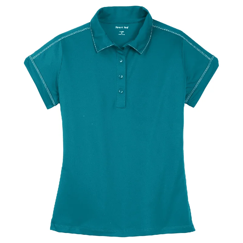 Women's Fashion Clothing Sport-Tek Women's Tropic Blue Contrast Stitch Micropique Sport-Wick Polo