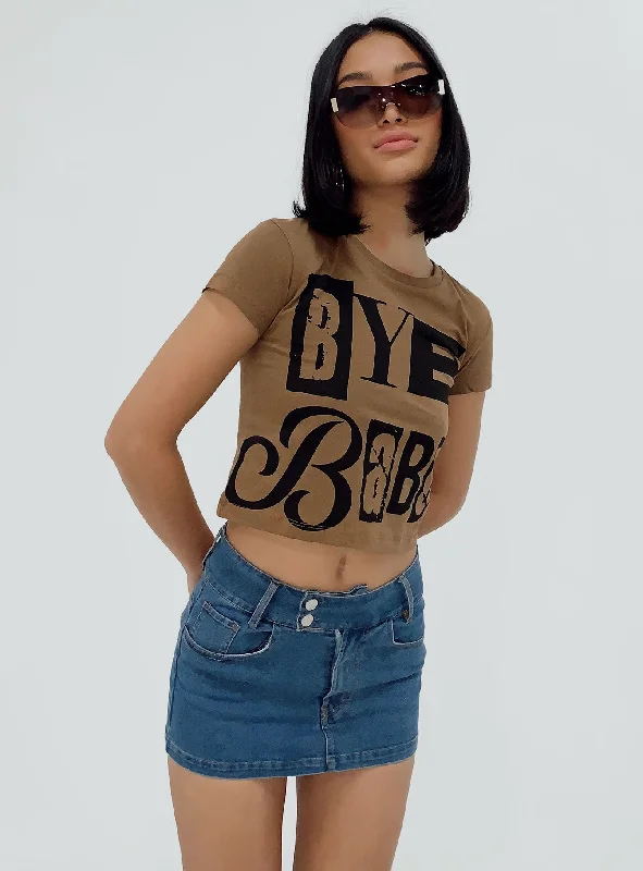 Women Online Clothing Boutiques Bye Babe Shrunken Tee Brown