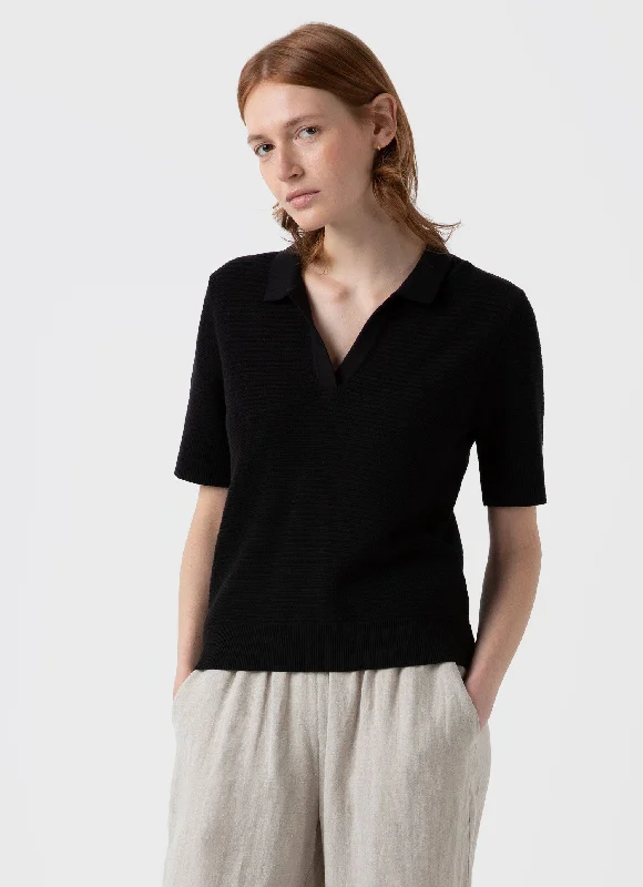 Women's Vintage-Inspired Outfit Women's Archive Knit Polo in Black