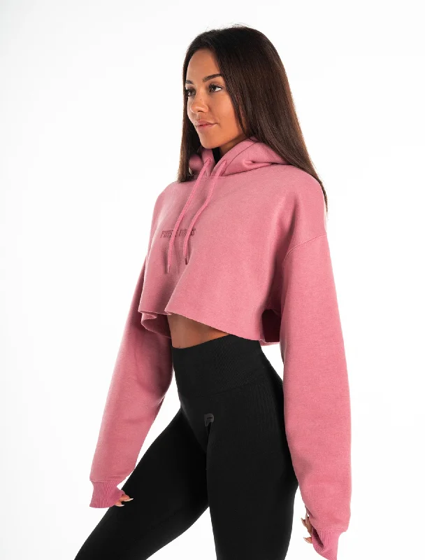 Flash Sales This Week Oversized Crop Hoodie - Dark Washed Pink