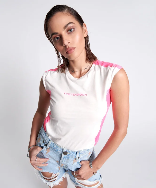 Casual Chic HAND SPRAYED PINK LOGO ORGANIC FITTED TEE