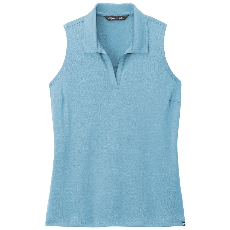 Women's Trendy Casual Outfit TravisMathew Women's Brilliant Blue Heather Coto Performance Sleeveless Polo