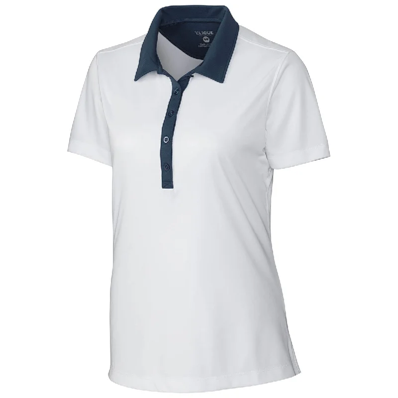 Women's Sports Apparel Clique Women's White/Navy Parma Colorblock Polo