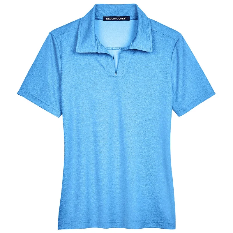 Women's Clothing for All Occasions Devon & Jones Women's Ocean Blue Heather CrownLux Performance Address Melange Polo