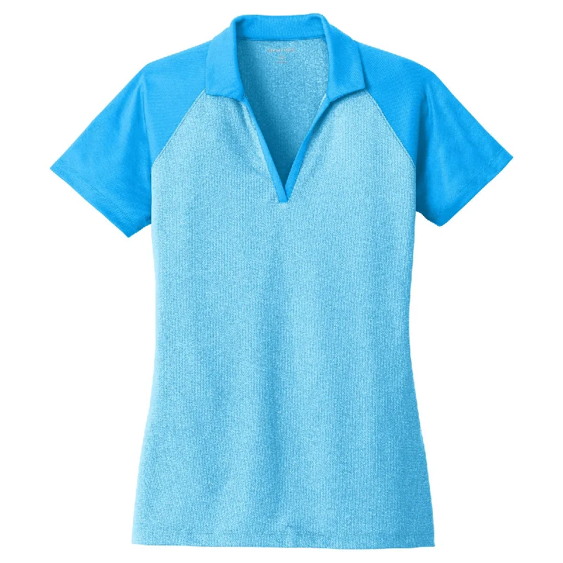 Women's Seasonal Apparel Sport-Tek Women's Pond Blue Heather PosiCharge RacerMesh Heather Block Polo