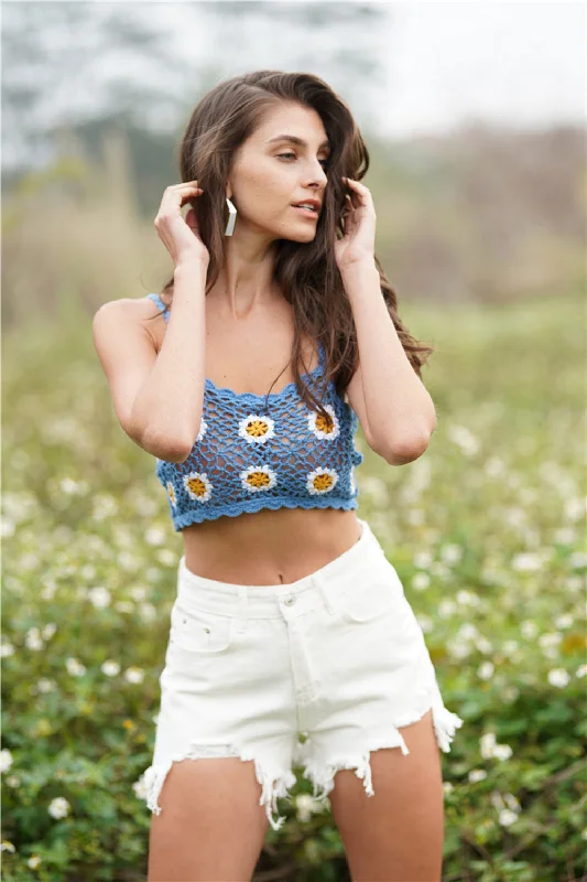 Women's Clothing Sale Online Cosybreezee - Crochet Flowered Cami Cropped Top