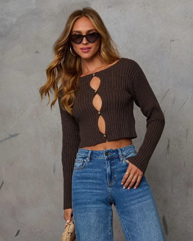 Chic Wardrobe Joslyn Keyhole Cut-Out Knit Top