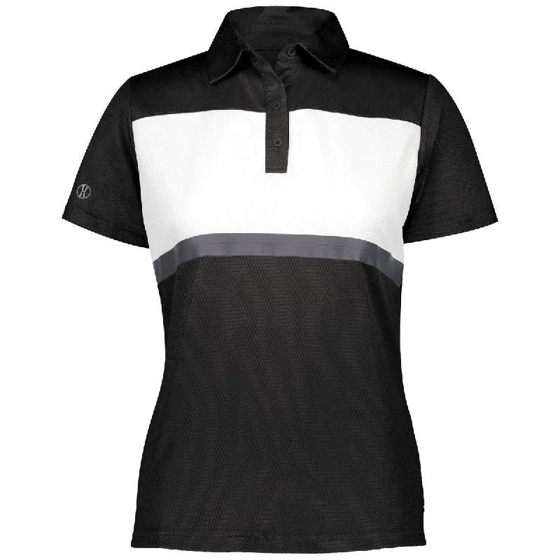 Women's Vacation Garments Holloway Women's Black/White Prism Bold Polo