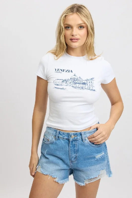 Modern Women's Wardrobe Essentials White Graphic Tee Short Sleeve