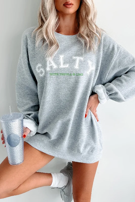 Women's Stylish Professional Garments "Salty With Tequila & Lime" Graphic Sweatshirt (Sporty Grey)