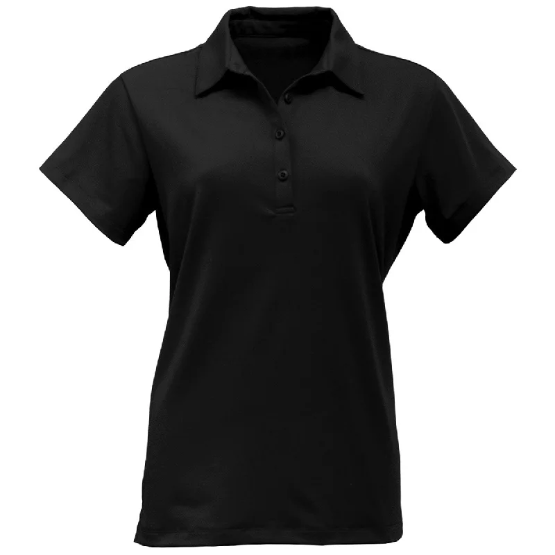 Women Fashion BAW Women's Black Solid Spandex Polo