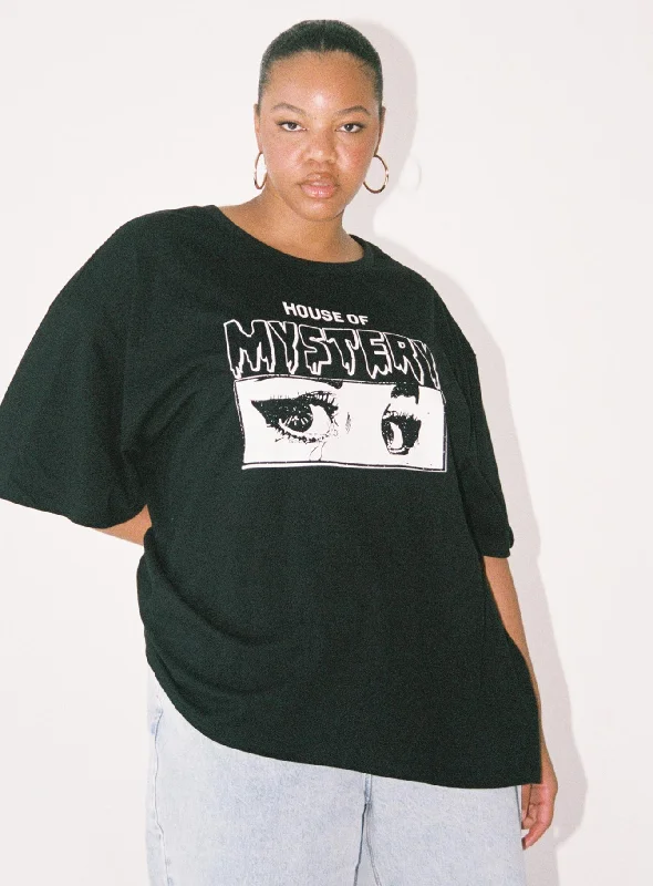 Comfortable Women's Apparel House Of Mystery Oversized Tee Black Curve