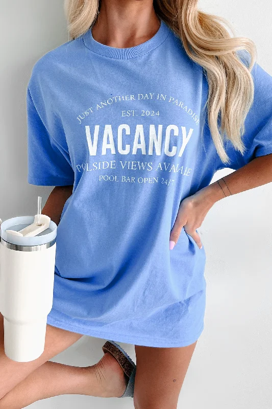 Women's Casual Outfit "Vacancy" Graphic T-Shirt (Blue)