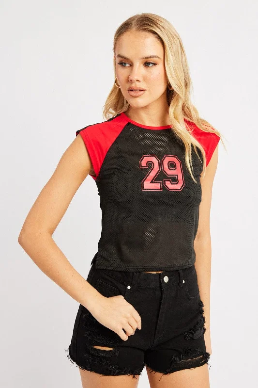 Clothing Sales Black Sport Tee Short Sleeve Crop