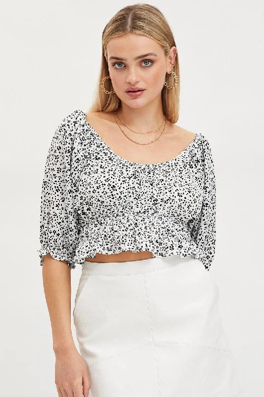 Premium Fabrics Print Crop Top Short Sleeve