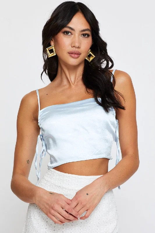 Glamorous Evening Wear Blue Cami Top Sleeveless