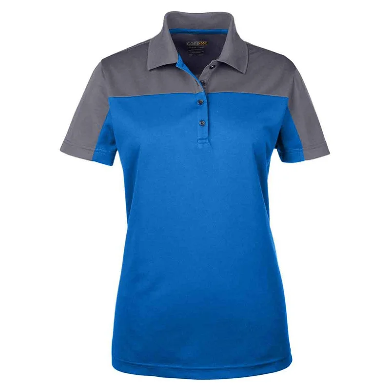 End of Season Sale Core 365 Women's True Royal/Carbon Balance Colorblock Performance Pique Polo