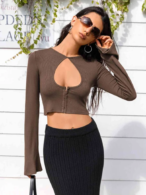 High-Quality Women's Fashion Dresses Cosybreezee - Cutout Top Crop Zip with One Sleeve Up