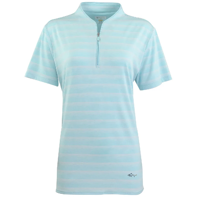 Women's Fashion-Forward Apparel Greg Norman Women's Seaside Blue Heather LAB Stripe Polo