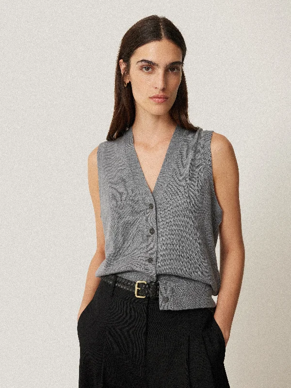 Stylish Women's Garments For Holidays Lightweight Merino Waistcoat | Grey