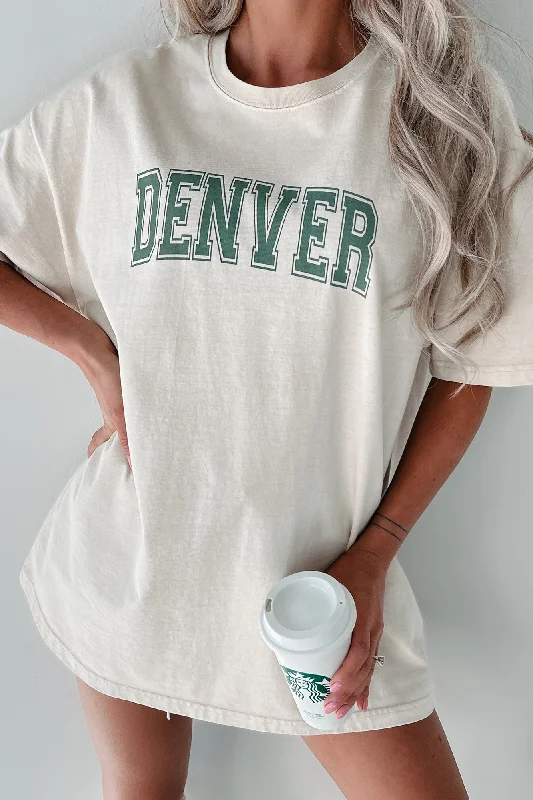 Women's Casual Garments Repping My City "Denver" Graphic T-Shirt (Chalk/Sage Leaf)