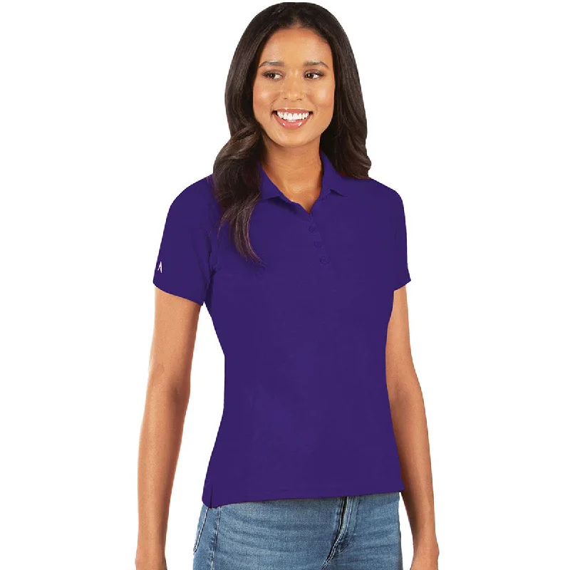 Women's Outerwear Garments Antigua Women's Dark Purple Legacy Short Sleeve Polo Shirt