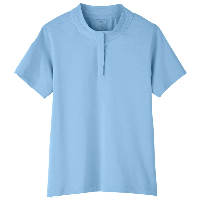 Holiday Discount UltraClub Women's Columbia Blue Lakeshore Stretch Cotton Performance Polo