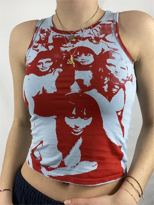 Clothes For Sale Cosybreezee - Crop Tank Top with Vintage Girl Graphic